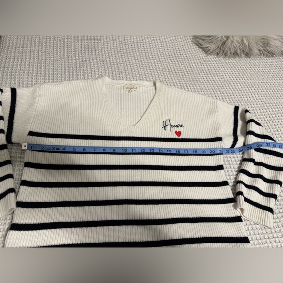 Marled Women's Striped Sweater - Black and White - Picture 8 of 12